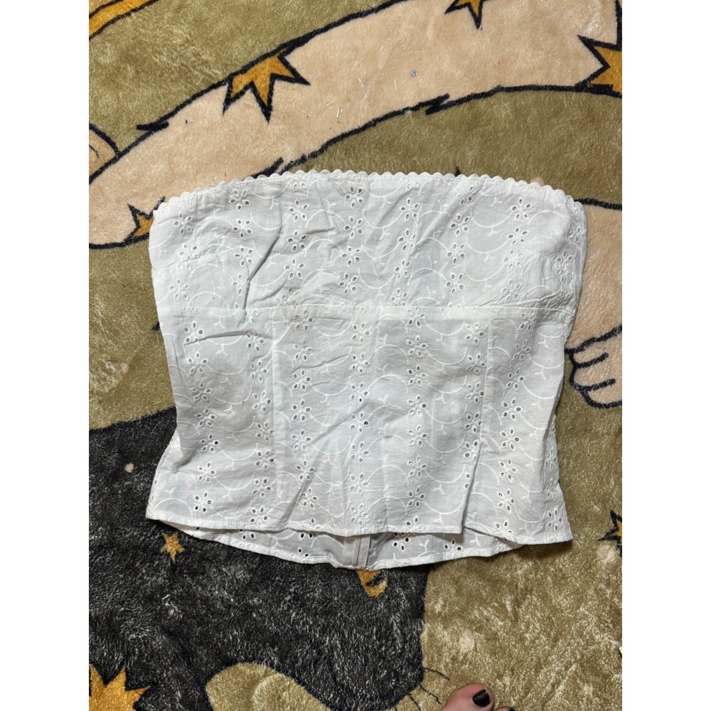 Princess Polly White Eyelet Bustier Top Size 6 Corset Cropped New